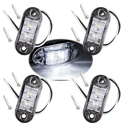 Afbeelding van Futheda 4 stuks Ledlampen, zijmarkeringslichten, IP65, ovaal, 12 V/24 V, voorlicht, achterlichten, universeel, positie indicator, voor vrachtwagen, aanhanger, bestelwagen, caravan, auto, bus, boten, wit