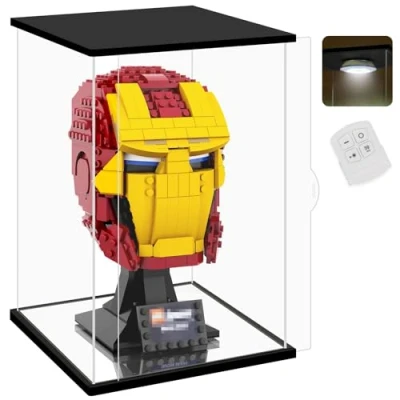 Afbeelding van Nonemey Acryl Vitrine Transparant met Afstandsbediening Licht voor Collectibles, Stofdicht Model Organiser Box, Collectibles Figuren(Zwart, 20*15*35 cm)