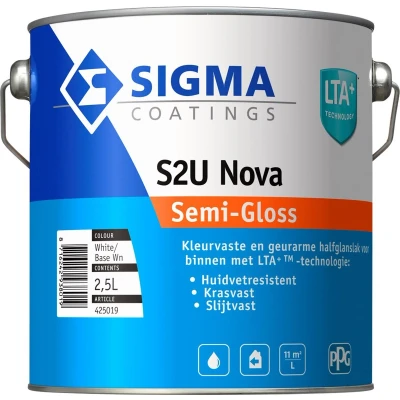 Afbeelding van Sigma S2U Nova Semi Gloss 2,5 liter Zijdeglansverf voor hout binnen (waterbasis)