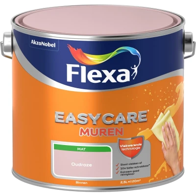 Afbeelding van flexa easycare muurverf mat oudroze 2.5 ltr