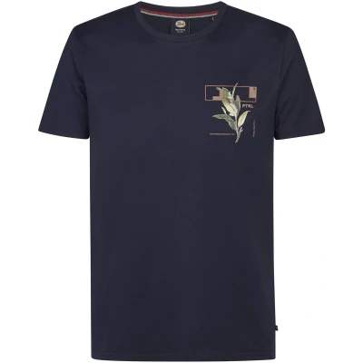 Afbeelding van Petrol Industries Heren Backprint T shirt Zion Blauw Maat M