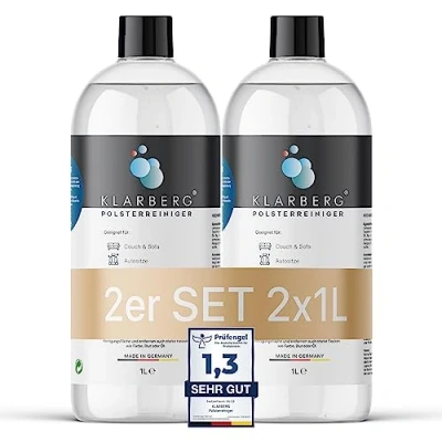 Afbeelding van KLARBERG® 2 x 1 l waszuiger, bekledingsreiniger, concentraat, kussenreiniger voor bank, tapijt, autostoelen, textielreiniger en nog veel meer, geschikt natte stofzuiger reiniging