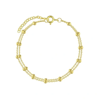 Afbeelding van JoyS Zilveren armband dubbel layer met bolletjes / balletjes 15 cm + 3 extension 14k goudplating