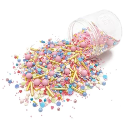 Afbeelding van HAPPY SPRINKLES Dancing Queen 90 g, kleurrijke strooisel mix met chocolade om te decoreren, ideale taartdecoratie, geschikt voor koekjes, ijs en gebak