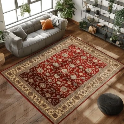 Afbeelding van Oriëntaalse tapijt met klassieke uitstraling, geweven oosterse patronen voor in de woonkamer, Kleur: Rood, Maat: 120 x 170 cm