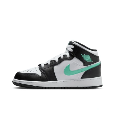 Afbeelding van Jordan AIR 1 MID Sneakers hoog, Heren, Maat: 47.5, White/green glow/black Leer/ synthetisch