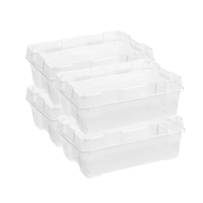 Afbeelding van Keter Opbergdoos van kunststof met deksel, jumbo box M, transparant, ideaal voor kleding en opslag, geschikt kasten garages, 35 l, 58 x 39 21 cm