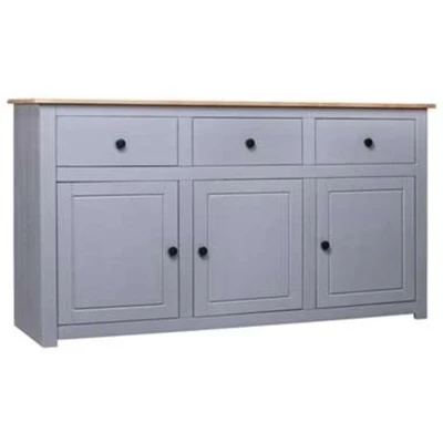 Afbeelding van Dressoir Panama Range 135x40x80 cm massief grenenhout grijs
