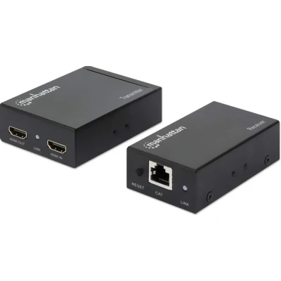 Afbeelding van Manhattan 207461 Extender (verlenging) HDMI, LAN (10/100/1000 MBit/s) via netwerkkabel RJ45 50 m