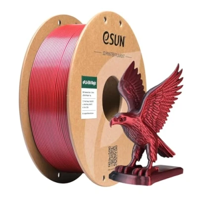 Afbeelding van eSUN Silk Dual Color PLA Filament 1,75mm, Co Extrusie Magic 3D printing filament, kleurverloop wisselend 1KG spoel (2,2 LBS) voor printers (Silk Zwart Rood, 1KG)