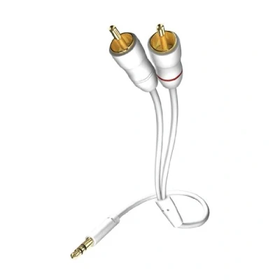 Afbeelding van Inakustik 00310003 Cinch / Jackplug Audio Aansluitkabel [2x stekker 1x male 3,5 mm] 3.00 m Wit Verguld