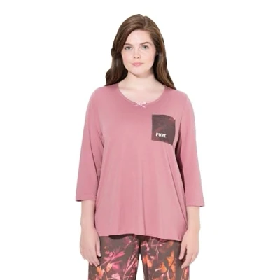 Afbeelding van Ulla Popken Pyjamashirt, Dames, Maat: 46/48, Dusty rose
