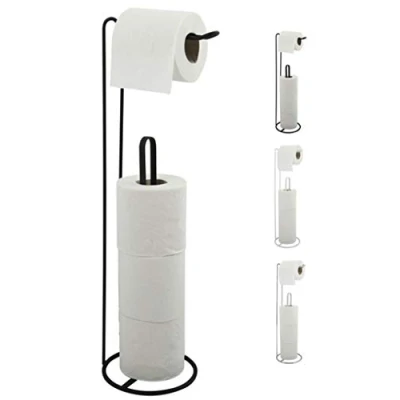 Afbeelding van MSV Wc/toiletrolhouder reservoir metaal zwart 54 cm Voor 4/5 rollen Toiletrolhouders