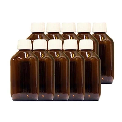 Afbeelding van 10 x 250 ml bruine glazen fles met PP28st apothekersflessen bruin glas laboratoriumflessen originaliteit dop flessen