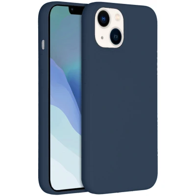Afbeelding van Apple iPhone 14 Hoesje Siliconen en TPU (zacht) Accezz Softcase/Backcover Donkerblauw Telefoonhoesje