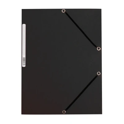Afbeelding van Q CONNECT elastomap, A4, 3 kleppen en elastieken, karton, zwart elastomap
