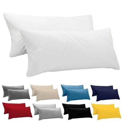Afbeelding van Dreamzie Taie Pillow 40x145 cm (veel 2) 100% katoenen trui 150 GSM Wit kussensloop 40 x 145 katoen resistent en hypoallergeen kussendeksel voor kussen