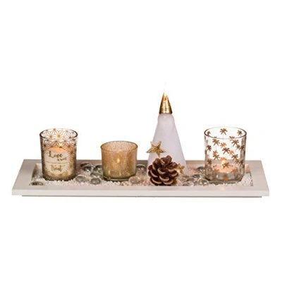Afbeelding van Christmas set with white wooden plate
