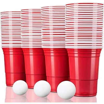 Afbeelding van TRESKO® rode partybekers 100 stuks beer pong party cups 473 ml (16 oz) bierpong bekers extra sterk