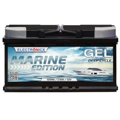 Afbeelding van Electronicx Marine Edition Gel accu, 12 V, 120 Ah, gelaccu voor caravan, camper, gelaccu, zonne mover accu
