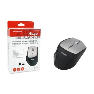 Afbeelding van Equip 245115 Draadloze muis met Dual Connect Adapter (USB C + A)