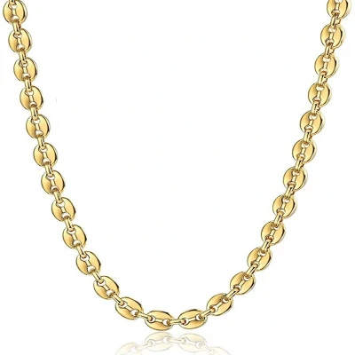 Afbeelding van Stalen Ketting Schakelketting Koffieboon Gold 7mm/50cm