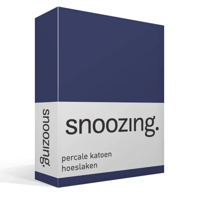 Afbeelding van Snoozing Hoeslaken Tweepersoons 140x220 cm Percale katoen Navy