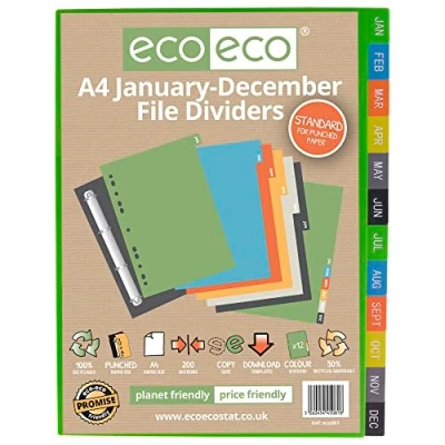 Afbeelding van eco A4 50% gerecycled januari december File Dividers, eco081