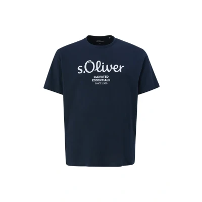 Afbeelding van s.Oliver Big Size regular fit T shirt Plus met printopdruk blauw/zwart