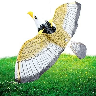 Afbeelding van Fake Owl Decoy Bird Rep ellent Hanging Eagle Licht Up Uil Vorm Vogel Scare Apparaten Vliegtuig Outdoor Tuin Scarecrow to Pigeon Specht Crow voor Nestcontrole met simulatie geluid