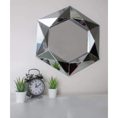 Afbeelding van Marco Paul Grote Juweel Cut Afgeschuinde Zilveren Muur Spiegel Wandmontage Home Decor Woonaccessoires Decoratieve Moderne Zonnestraal Hal Slaapkamer Badkamer Circulaire Spiegels Facet