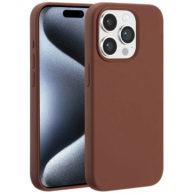 Afbeelding van Apple iPhone 15 Pro MagSafe Hoesje Siliconen en TPU (zacht) Accezz Softcase/Backcover Bruin Telefoonhoesje