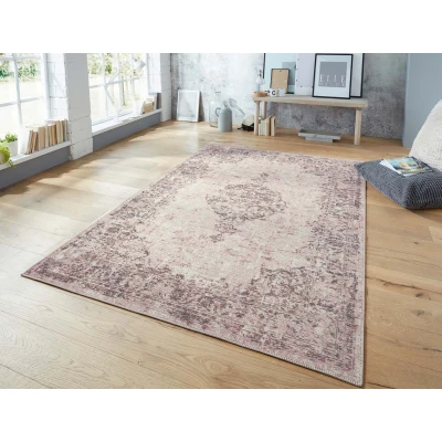 Afbeelding van Vlakweef Vloerkleed Vertou Elle Decoration Roze/zwart 200x290 Cm