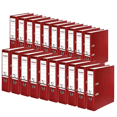 Afbeelding van Origineel Falken 20 stuks Recycolor Ordner Öko. Made in Germany. Gekleurde papieren omslag buiten 8 cm breed DIN A4 bordeaux ringband dossiermap briefmap kantoormap CO2 neutraal Blauwe Engel