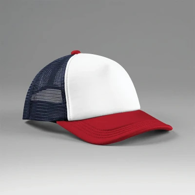Afbeelding van Beechfield Multicolour 5 panel trucker pet B639 NAVY / RED
