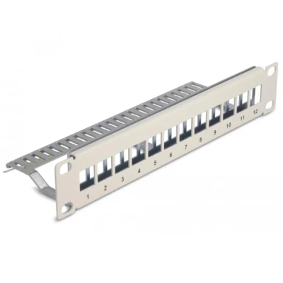 Afbeelding van Delock 10″ Keystone Patchpanel 12 Port mit Entlastungsschiene 1 HE g