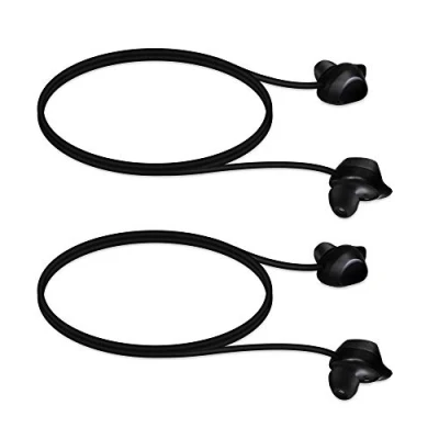 Afbeelding van kwmobile 2x oordopjes koord geschikt Voor Samsung Galaxy Buds / Plus draadloze oordoppen tegen verlies In zwart