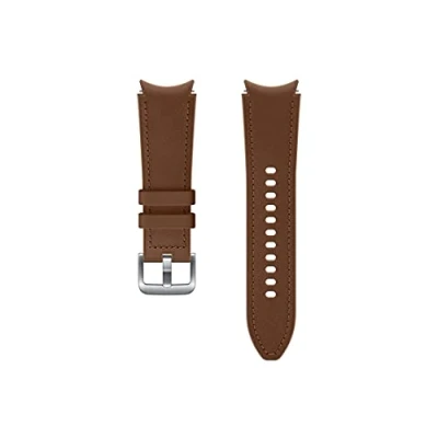 Afbeelding van Originele Hybrid Leather Band S/M voor de Galaxy Watch / 3 4 Active 2 : 40 41 42 44mm Bruin Samsung bandje Echt Leder