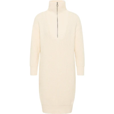 Afbeelding van Gebreide midi jurk met lange mouwen DREIMASTER M / Off White 66% gerecycled polyester 20% nylon 11% polyacryl 3% wol