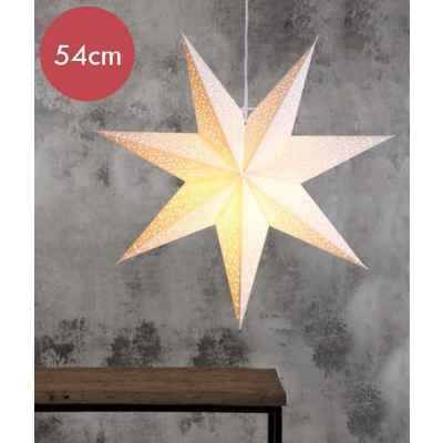 Afbeelding van Papieren Kerstster &quot;Dot&quot; 54cm lichtkleur: Warm Wit met stekker Kerstdecoratie