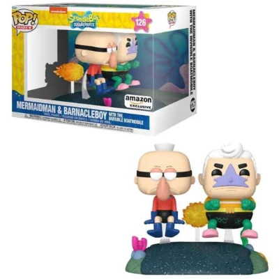 Afbeelding van Funko POP! Rides Deluxe: Spongebob Squarepants Mermaid Man &amp; Barnacle Boy met onzichtbare auto Exclusief Amazon Vinylfiguur om te verzamelen Cadeau idee Officiële merchandise TV fans