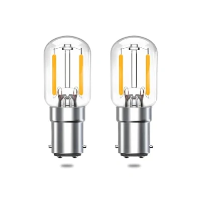 Afbeelding van Bonlux Naaimachine Bulb LED 2W SBC B15 Pygmee 15W Bajonet Gloeilamp Vervanging BA15D 240V Kleine Cap Clear Filament Appliance Lamp, Warm Wit 2700K (2 Pack)