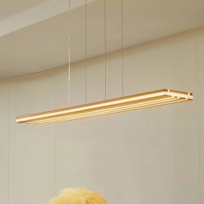 Afbeelding van Lucande LED hanglamp Silja, hout, acryl, wit, 640lm