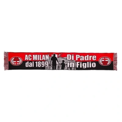 Afbeelding van AC Milan Jacquard sjaal Grafische Vader In Zoon, Acryl, Uniseks Volwassenen, Rood/Zwart, One Size