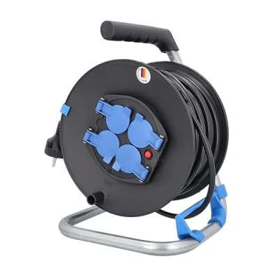 Afbeelding van as Schwabe 10118 Kabelhaspel voor Binnengebruik met 4 Geaarde Stopcontacten, IP20, 230 V/16 A, 25 m Kabellengte, Zwart
