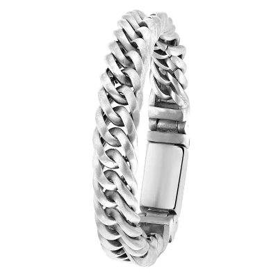 Afbeelding van Lucardi MET Gourmetschakel Armband silvercoloured, Heren, Maat: 22cm, Silver coloured