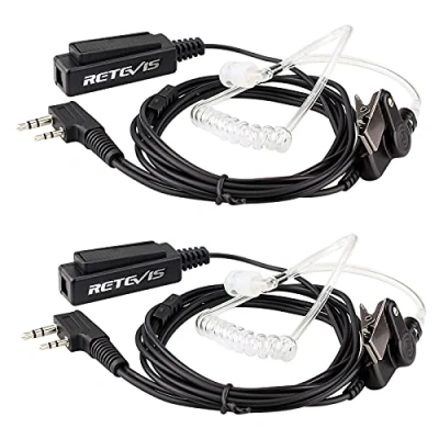 Afbeelding van Retevis 2 pins Walkie Talkie Headset Grote PTT oordopjes Beveiliging Koptelefoon Geluidsbuis Compatibel met Radio RT24 RT21 RT22 RT27 RT28 RT81 RT1 Baofeng BF 888S 88E Kenwood (2 Stuks)