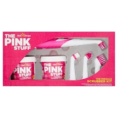 Afbeelding van Stardrops The Pink Stuff Miracle Scrubber Kit 2 kuipen van Cleaning Paste met elektrische schrobmachine en 4 reinigingsborstelkoppen