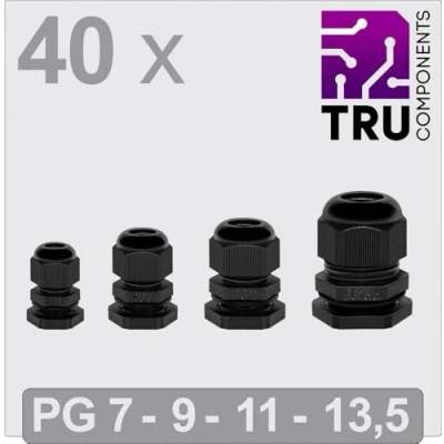 Afbeelding van TRU COMPONENTS TC 13448348 Wartel PG7, PG9, PG11, PG13.5 Polyamide Zwart 40 stuk(s)