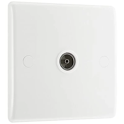 Afbeelding van BG Electrical 860 01 enkele co axiale contactdoos, wit gegoten, ronde rand